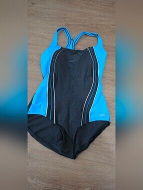 Blue and Black One-Piece Swimsuit by Speedo
